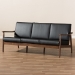Baxton Studio Venza Mid-Century Modern Walnut Wood Black Faux Leather 3-Seater Sofa - BSOVenza-Black/Walnut Brown-SF