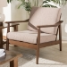 Baxton Studio Venza Mid-Century Modern Walnut Wood Light Brown Fabric Upholstered Lounge Chair - BSOVenza-Brown/Walnut Brown-CC