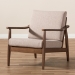 Baxton Studio Venza Mid-Century Modern Walnut Wood Light Brown Fabric Upholstered Lounge Chair - BSOVenza-Brown/Walnut Brown-CC