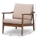 Baxton Studio Venza Mid-Century Modern Walnut Wood Light Brown Fabric Upholstered Lounge Chair - BSOVenza-Brown/Walnut Brown-CC