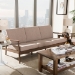 Baxton Studio Venza Mid-Century Modern Walnut Wood Light Brown Fabric Upholstered 3-Seater Sofa - BSOVenza-Brown/Walnut Brown-SF