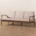 Baxton Studio Venza Mid-Century Modern Walnut Wood Light Brown Fabric Upholstered 3-Seater Sofa - BSOVenza-Brown/Walnut Brown-SF