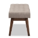 Baxton Studio Elia Mid-Century Modern Walnut Wood Light Grey Fabric Button-Tufted Bench - BSOWM1622-BE-Light Grey/Walnut