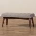Baxton Studio Elia Mid-Century Modern Walnut Wood Light Grey Fabric Button-Tufted Bench - BSOWM1622-BE-Light Grey/Walnut