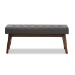 Baxton Studio Elia Mid-Century Modern Walnut Wood Dark Grey Fabric Button-Tufted Bench - BSOWM1622-BE-Dark Grey/Walnut