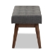 Baxton Studio Elia Mid-Century Modern Walnut Wood Dark Grey Fabric Button-Tufted Bench - BSOWM1622-BE-Dark Grey/Walnut