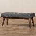 Baxton Studio Elia Mid-Century Modern Walnut Wood Dark Grey Fabric Button-Tufted Bench - BSOWM1622-BE-Dark Grey/Walnut