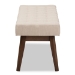 Baxton Studio Elia Mid-Century Modern Walnut Wood Light Beige Fabric Button-Tufted Bench - BSOWM1622-BE-Beige/Walnut