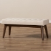 Baxton Studio Elia Mid-Century Modern Walnut Wood Light Beige Fabric Button-Tufted Bench - BSOWM1622-BE-Beige/Walnut