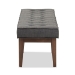 Baxton Studio Lucca Mid-Century Modern Walnut Wood Dark Grey Fabric Button-Tufted Bench - BSOWM1623-BE-Dark Grey/Walnut