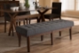 Baxton Studio Lucca Mid-Century Modern Walnut Wood Dark Grey Fabric Button-Tufted Bench - BSOWM1623-BE-Dark Grey/Walnut