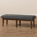 Baxton Studio Lucca Mid-Century Modern Walnut Wood Dark Grey Fabric Button-Tufted Bench - BSOWM1623-BE-Dark Grey/Walnut