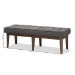 Baxton Studio Lucca Mid-Century Modern Walnut Wood Dark Grey Fabric Button-Tufted Bench - BSOWM1623-BE-Dark Grey/Walnut