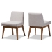 Baxton Studio Nexus Mid-Century Modern Walnut Wood Finishing Greyish Beige Fabric Dining Side Chair