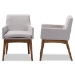 Baxton Studio Nexus Mid-Century Modern Walnut Wood Finishing Greyish Beige Fabric Dining Armchair - BSOBBT5281-Greyish Beige-DC-H1217-14