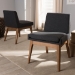 Baxton Studio Nexus Mid-Century Modern Walnut Wood Finishing Dark Fabric Dining Side Chair - BSOBBT5280-Dark Grey-H1217-20