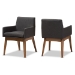 Baxton Studio Nexus Mid-Century Modern Walnut Wood Finishing Dark Grey Fabric Dining Armchair