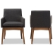 Baxton Studio Nexus Mid-Century Modern Walnut Wood Finishing Dark Grey Fabric Dining Armchair - BSOBBT5281-Dark Grey-H1217-20