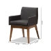 Baxton Studio Nexus Mid-Century Modern Walnut Wood Finishing Dark Grey Fabric Dining Armchair - BSOBBT5281-Dark Grey-H1217-20
