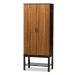 Baxton Studio Marya Mid-Century Modern Dark Brown And Walnut Two-Tone Solid Rubberwood MDF Veneered Wine Cabinet