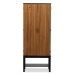 Baxton Studio Marya Mid-Century Modern Dark Brown And Walnut Two-Tone Solid Rubberwood MDF Veneered Wine Cabinet - BSORT451-OCC-2CTN