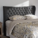 Baxton Studio Cadence Modern and Contemporary Dark Grey Fabric Button-Tufted King Size Winged Headboard - BSOBBT6631-Dark Grey-King HB