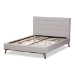 Baxton Studio Valencia Mid-Century Modern Greyish Beige Fabric Full Size Platform Bed - BSOBBT6662-Greyish Beige-Full