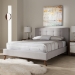 Baxton Studio Valencia Mid-Century Modern Greyish Beige Fabric Full Size Platform Bed - BSOBBT6662-Greyish Beige-Full