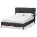 Baxton Studio Valencia Mid-Century Modern Dark Grey Fabric Queen Size Platform Bed - BSOBBT6662-Dark Grey-Queen
