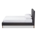 Baxton Studio Valencia Mid-Century Modern Dark Grey Fabric Queen Size Platform Bed - BSOBBT6662-Dark Grey-Queen
