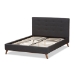 Baxton Studio Valencia Mid-Century Modern Dark Grey Fabric Queen Size Platform Bed - BSOBBT6662-Dark Grey-Queen