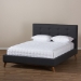 Baxton Studio Valencia Mid-Century Modern Dark Grey Fabric Queen Size Platform Bed - BSOBBT6662-Dark Grey-Queen