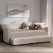 Baxton Studio Perry Modern and Contemporary Light Beige Fabric Daybed with Trundle - BSOCF8940-Light Beige-Daybed