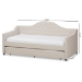 Baxton Studio Perry Modern and Contemporary Light Beige Fabric Daybed with Trundle - BSOCF8940-Light Beige-Daybed