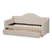 Baxton Studio Perry Modern and Contemporary Light Beige Fabric Daybed with Trundle - BSOCF8940-Light Beige-Daybed