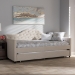 Baxton Studio Perry Modern and Contemporary Light Beige Fabric Daybed with Trundle - BSOCF8940-Light Beige-Daybed