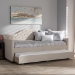 Baxton Studio Perry Modern and Contemporary Light Beige Fabric Daybed with Trundle - BSOCF8940-Light Beige-Daybed