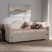 Baxton Studio Perry Modern and Contemporary Light Beige Fabric Daybed with Trundle - BSOCF8940-Light Beige-Daybed