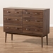 Baxton Studio Disa Mid-Century Modern Walnut Brown Finished 6-Drawer Dresser - BSODC 6311-00-Brown-Chest