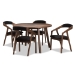 Baxton Studio Wendy Mid-Century Modern Black Fabric and Walnut Effect Wooden Dining Set