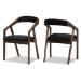 Baxton Studio Wendy Mid-Century Modern Black Fabric and Walnut Effect Wooden Dining Set - BSOWalnut Sunburst Dining Set