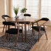 Baxton Studio Wendy Mid-Century Modern Black Fabric and Walnut Effect Wooden Dining Set - BSOWalnut Sunburst Dining Set