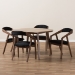 Baxton Studio Wendy Mid-Century Modern Black Fabric and Walnut Effect Wooden Dining Set - BSOWalnut Sunburst Dining Set