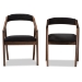 Baxton Studio Wendy Mid-Century Modern Black Velvet and "Oak" Medium Brown Wood Finishing Dining Chair Set of 2 - BSOWalnut Sunburst Dining Chair