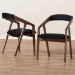 Baxton Studio Wendy Mid-Century Modern Black Velvet and "Oak" Medium Brown Wood Finishing Dining Chair Set of 2 - BSOWalnut Sunburst Dining Chair