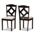 Baxton Studio Ruth Modern and Contemporary Beige Fabric Upholstered and Dark Brown Finished Dining Chair Set of 2