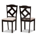 Baxton Studio Ruth Modern and Contemporary Beige Fabric Upholstered and Dark Brown Finished Dining Chair Set of 2