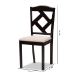 Baxton Studio Ruth Modern and Contemporary Beige Fabric Upholstered and Dark Brown Finished Dining Chair Set of 2 - BSORH133C-Dark Brown/Sand-DC