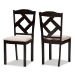 Baxton Studio Ruth Modern and Contemporary Beige Fabric Upholstered and Dark Brown Finished 5-Piece Dining Set - BSORH133C-Dark Brown/Sand Dining Set