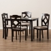 Baxton Studio Ruth Modern and Contemporary Beige Fabric Upholstered and Dark Brown Finished 5-Piece Dining Set - BSORH133C-Dark Brown/Sand Dining Set